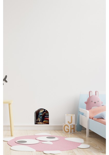 Kütüphaneci Fare ve Fare Deliği Tasarımlı Duvar Sticker Çocuk Odası Bebek Odası fırsatları