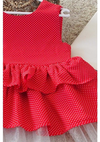 Kırmızı Puantiyeli Fiyonklu Kız Çocuk Tütü Elbise Bandana Takım 1-10 Yaş Doğum Günü Elbisesi fırsatları