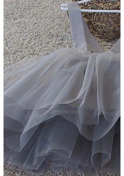 Gri Kız Çocuk Tütü Elbise Bandana Takım 1-10 Yaş Doğum Günü Elbisesi modelleri