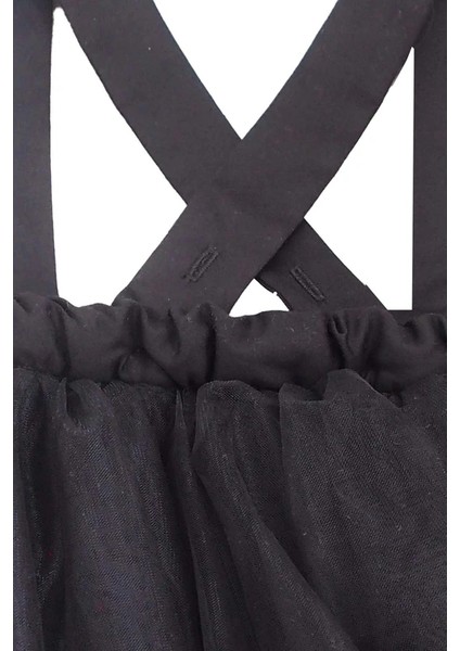 Siyah Kız Çocuk Tütü Elbise Bandana Takım 1-10 Yaş Doğum Günü Elbisesi