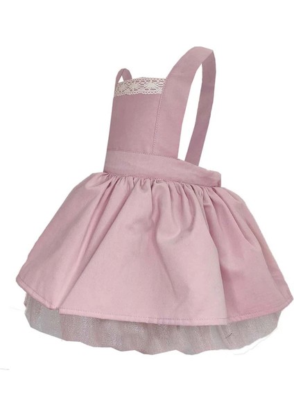 Kız Çocuk Dantel Detaylı Pudra Pembe Tütü Elbise Bandana Takım 1-10 Yaş Doğum Günü Elbisesi fırsatları