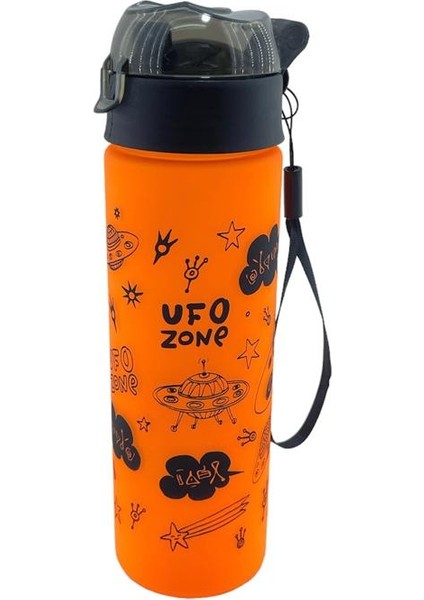Turuncu Ufo Desenli 500 ml Kilitli Matara P-8311