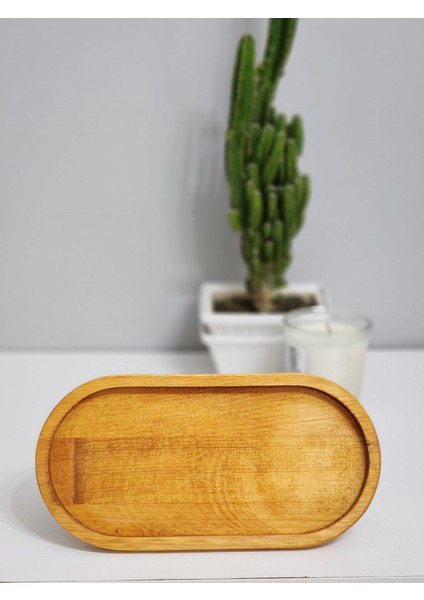 10 x 20 cm Elips Ahşap Sunum Tahtası Açık Renk