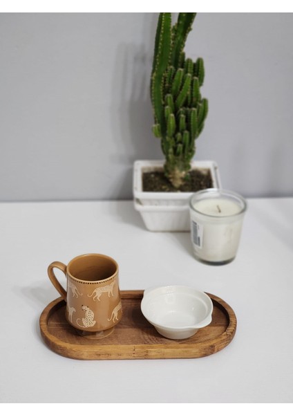 10 x 20 cm Elips Ahşap Sunum Tahtası Koyu Renk