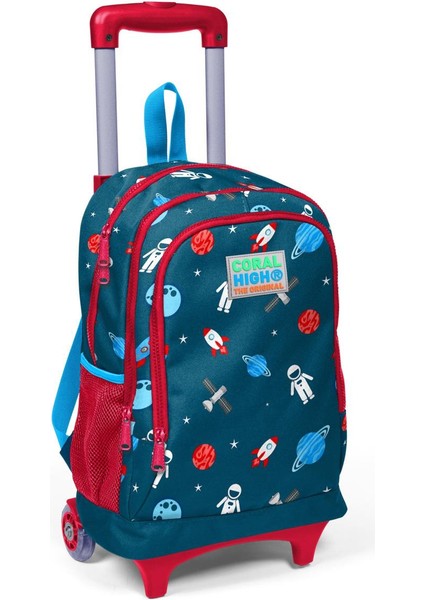 Kids Çivit Kırmızı Uzay Desenli Çekçekli 3'lü Çanta Seti SET0123136 fiyatları