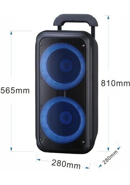 Coverzone Taşınabilir Hoparlör Taşıma Saplı Tekerlekli Ev Sineması Taşınabilir Müzik Çalar Cep Telefonu Bağlantı Yapılabilir Evde Arabada Kampda Tatilde Her Yerde Yanında Taşı 57CM x 28CM 28CM CV2809