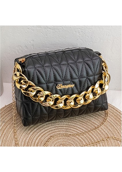 Elmas Dokulu Küçük Kare Zincir Çanta (Yurt Dışından)