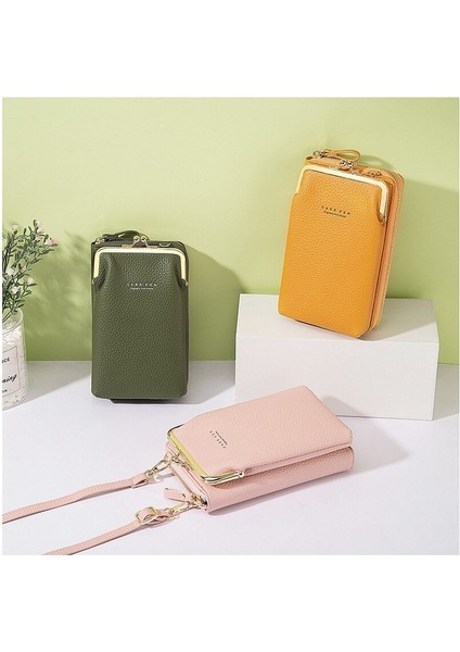 Crossbody Çanta Bayanlar Dikey Paragraf Tek Omuz Çantası Moda Lychee Desen Cep Telefonu Çantası Kore Versiyonu Cüzdan Kadın (Yurt Dışından)