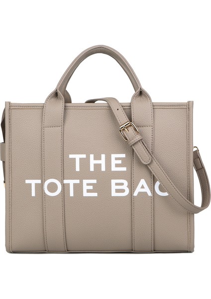 Büyük Kapasiteli Çanta Düz Renk Pu Mektup Tote Çanta Basit ve Rahat (Yurt Dışından)