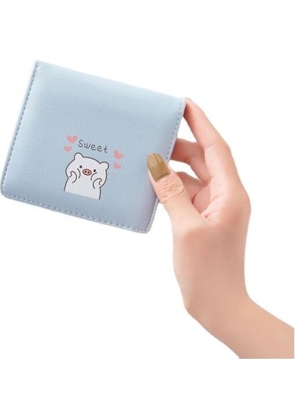Yeni Kadın Kısa Bayan Cüzdan Kore Versiyonu Küçük Taze Bifold Öğrenci Çantası Basit Çok Kartlı Pozisyon Toka Bozuk Para Cüzdanı (Yurt Dışından)