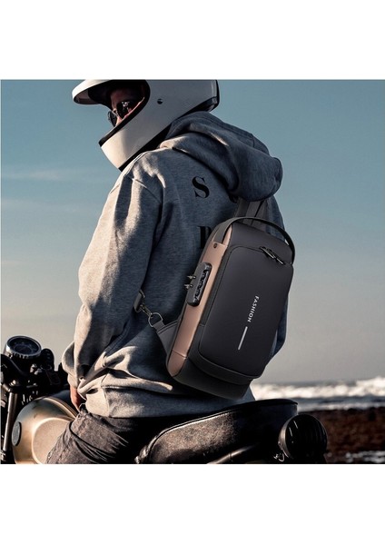 Göğüs Çantası Erkek Yeni Gelgit Marka Crossbody Çanta Sıçramaya Dayanıklı Oxford Kumaş Omuz Çantası Şifre Kilidi Spor Rahat Sırt Çantası (Yurt Dışından)