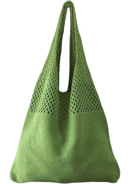 Basit Retro Içi Boş Örgü Tote Omuz Çantası (Yurt Dışından)