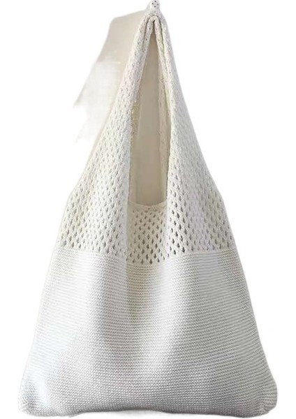 Basit Retro Içi Boş Örgü Tote Omuz Çantası (Yurt Dışından)