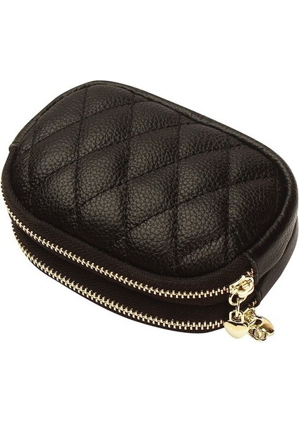 Bozuk Para Cüzdanı Kadın Üst Katman Inek Derisi Moda Eşkenar Dörtgen Nakış Anahtarlık Sikke Çift Fermuarlı Bozuk Para Cüzdanı Kadın (Yurt Dışından)