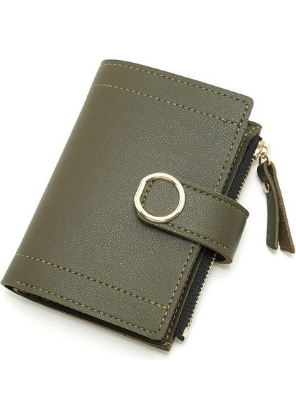 Küçük Taze Kore Versiyonu Kısa Kadın Cüzdanı Toka Pu Deri Düz Renk Sevimli Küçük Cüzdan Kart Çantası Debriyaj Çantası (Yurt Dışından)