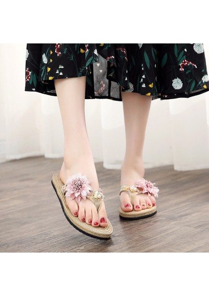 Yazlık Ayakkabı Kadın Deniz Kenarı Terlik Terlik Çiçekler (Yurt Dışından) fiyatları