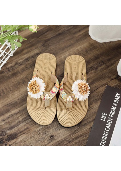 Yazlık Ayakkabı Kadın Deniz Kenarı Terlik Terlik Çiçekler (Yurt Dışından) fırsatları