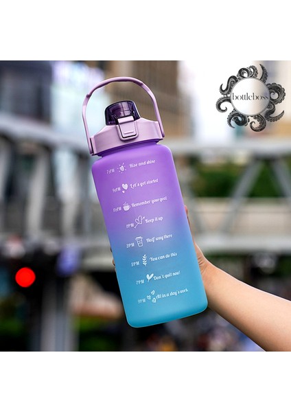 Pastel Renk Geçişli Sızdırmaz Kapak Motivasyon Matarası 2 Litre