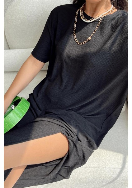 Basic Fitilli Midi Elbise Siyah indirimleri