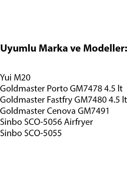 Xiaomi Philips Tefal Kumtel Uyumlu 4.5 Litre 7 inç Hava Fritözü 12'Li Yedek Parça Seti