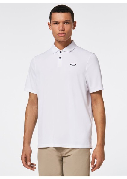 Beyaz Erkek Polo Yaka Baskılı Polo T-Shirt Oakley Oakley Icon Tn Protect Rc