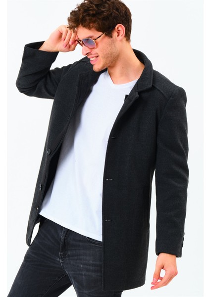 PLT8327 Dewberry Erkek Palto-Koyu Antrasit modelleri