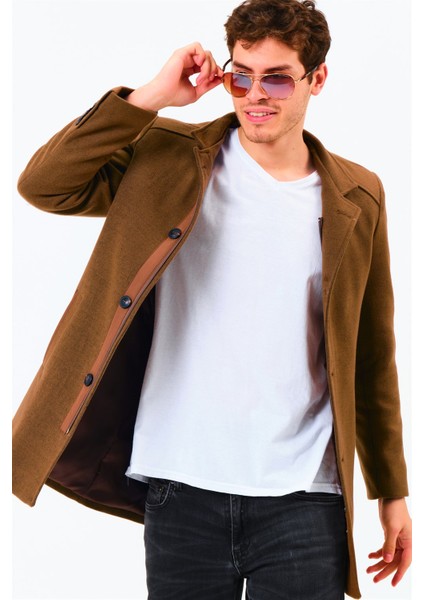 PLT8327 Dewberry Erkek Palto-Koyu Camel