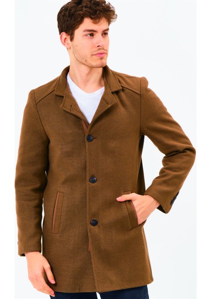 PLT8327 Dewberry Erkek Palto-Koyu Camel