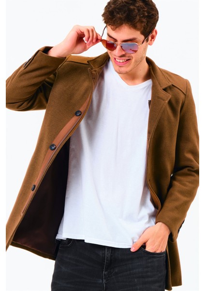 PLT8327 Dewberry Erkek Palto-Koyu Camel