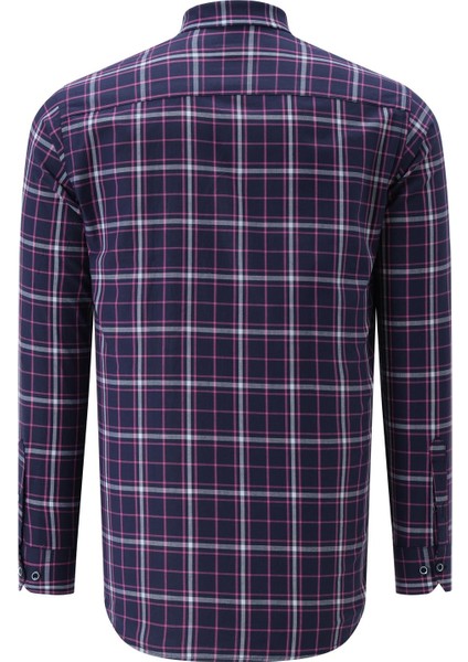 G740 Erkek Gömlek-Düz Lacivert-Pembe fiyatları