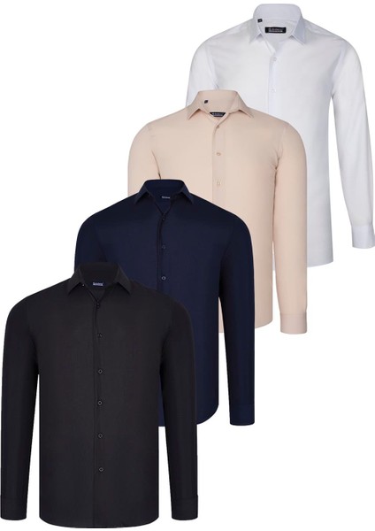 Dörtlü Set G726 Dewberry Gömlek-Siyah-Beyaz-Lacivert-Bej