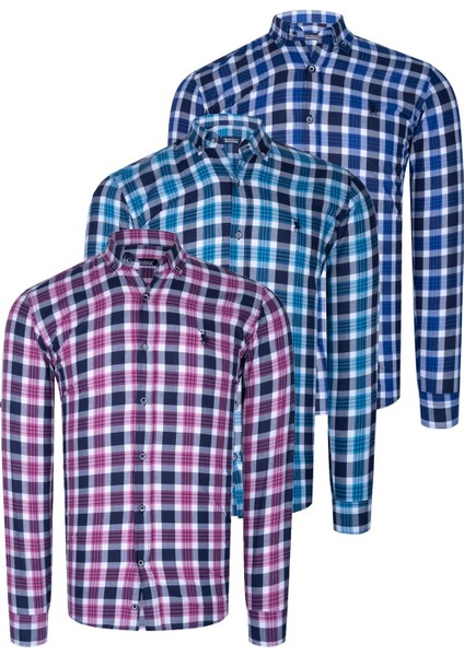 Üçlü Set G743 Dewberry Gömlek-Mavi-Pembe-Saks