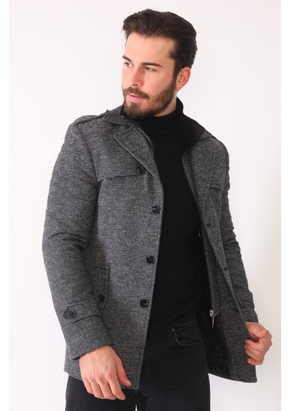 K7542 Dewberry Erkek Kaban-Noktalı Siyah