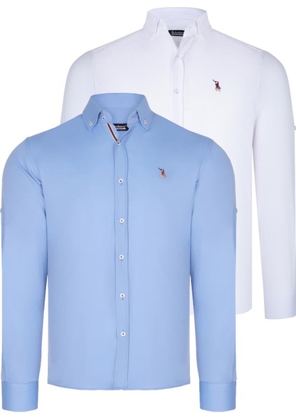 Ikili Set G674 Dewberry Erkek Gömlek Beyaz Bebe Mavi