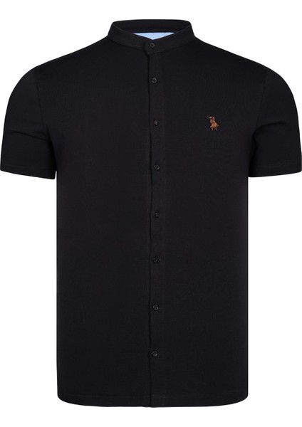 T8597 Dewberry Erkek Slımfıt Gömlek-Siyah