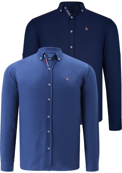 Ikili Set G674 Dewberry Erkek Gömlek Lacivert Indigo