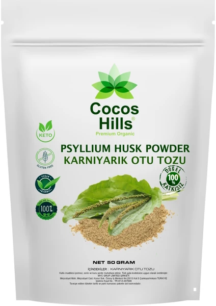 Cocos Hills Psyllium Husk Powder Pure Karnıyarık Otu Tozu Katkısız 50 gram