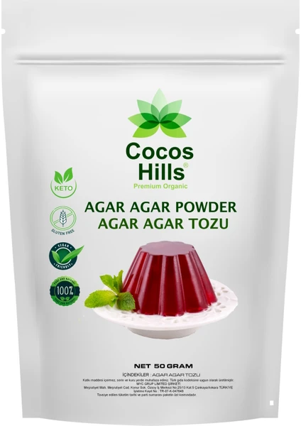 Cocos Hills Agar Agar Powder Agar Agar Tozu 50 gram