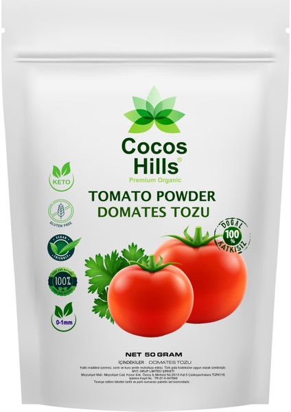 Tomato Powder Pure Domates Tozu 0-1 Mm Katkısız 50 gram