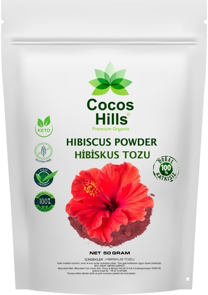 Hibiscus Powder Pure Hibiskus Tozu Katkısız 50 gram