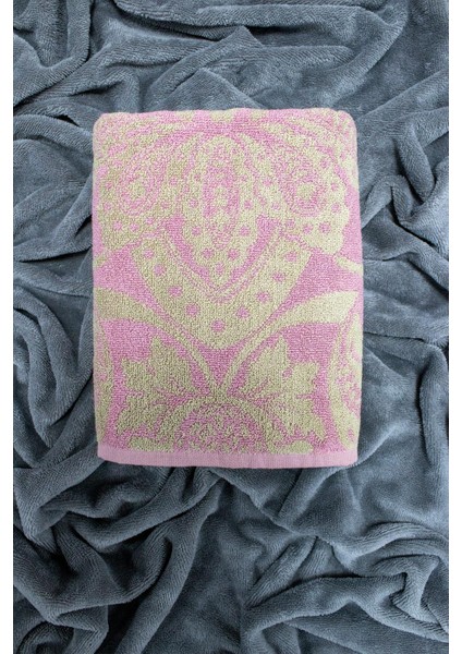 Çift Yönlü %100 Pamuklu 50 x 100 Jakarlı Ipliği Boyalı Adet Havlu Vintage Pembe Yeşil
