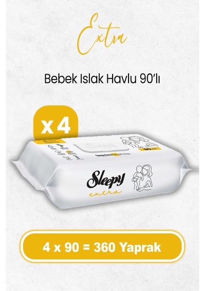 Extra Islak Bebek Havlusu 90'lı x 4 Adet (360 Yaprak)