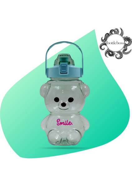 Bottleboss Pipetli Taşıma Askılı Gülümseyen Ayıcık Matara 1,5 Litre Sticker Hediyeli