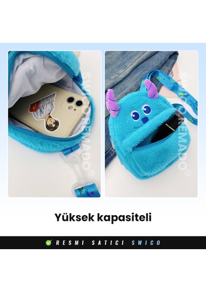 Sevimli Karakter Peluş Çapraz Çanta - Mavi (Yurt Dışından)