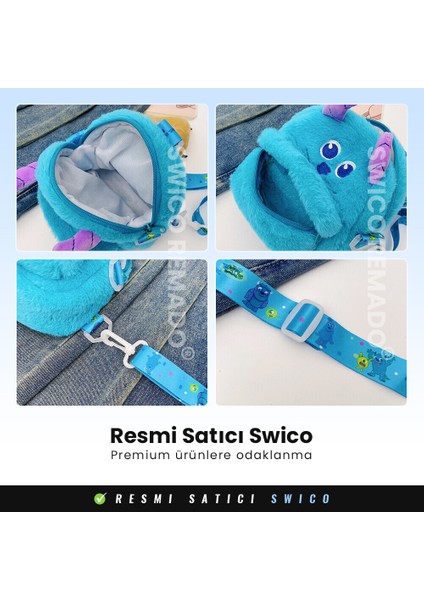 Sevimli Karakter Peluş Çapraz Çanta - Mavi (Yurt Dışından)