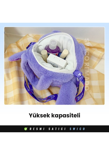 Sevimli Karakter Peluş Çapraz Çanta - Mavi (Yurt Dışından)