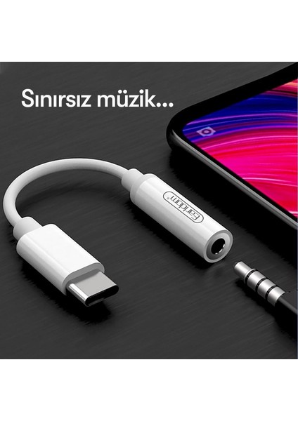 OT42 Tak Çalıştır Type-C To Aux Dönüştürücü - Beyaz
