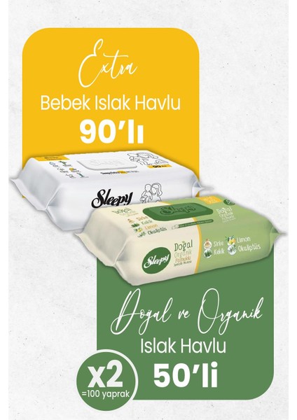 Islak Havlu Extra Bebek 90'lı + 50'li x 2 (100 Yaprak)
