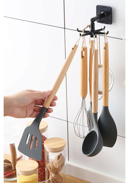 6 Kancalı Mutfak Banyo Yapışkanlı Döner Askılık fiyatları