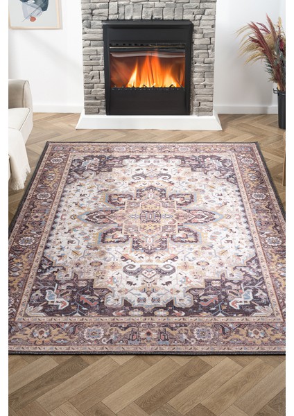 Konfor Antico 2356 Pamuk Tabanlı Yıkanabilir Otantik Vintage Klasik Eskitme Halı140x200